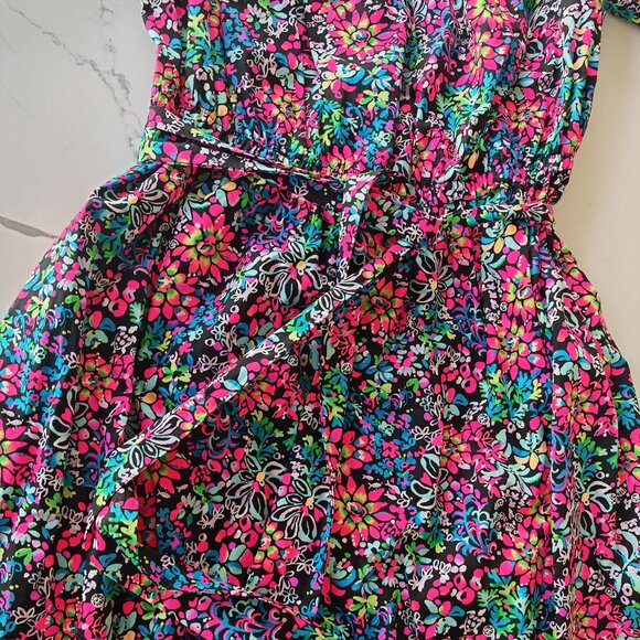 Lilly Pulitzer XL Off Shoulder Floral Maxi Dress Puff Sleeve Wrap Belt Resort Re - Picture 7 of 14